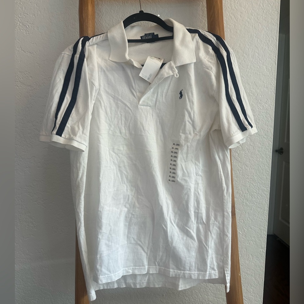 Ralph Lauren White Polo with Navy Accents